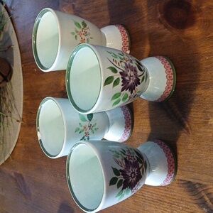 Adams Madalay Floral Egg Cups - Green and Purple *Set Of 4*